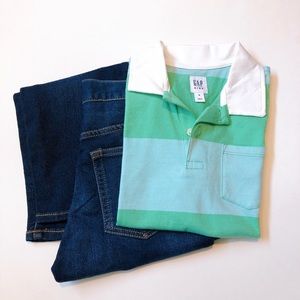 NEW Gap Boys Polo Shirt (medium) and Jeans (regular 8) set